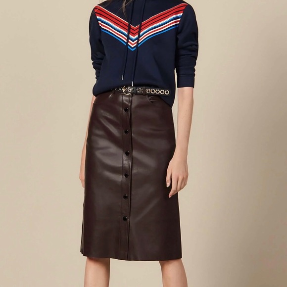Sandro MIDI Leather Skirt - Picture 3 of 5
